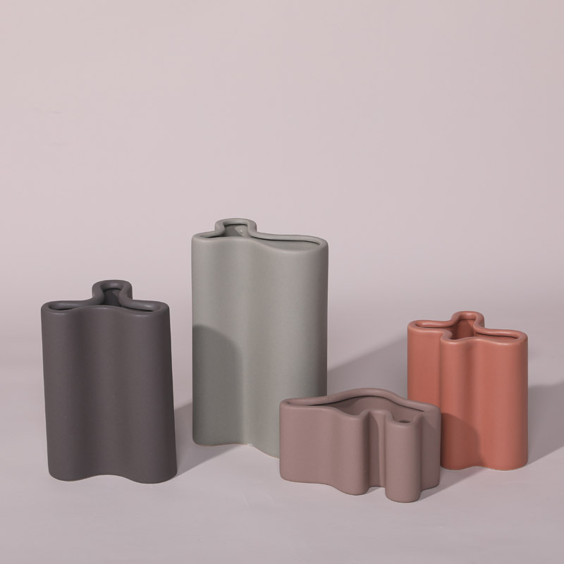 Nordic Minimalist Morandi Ceramic Vase Ornament Living Room Flower Pot Dining Table Home Decor Art Vessel