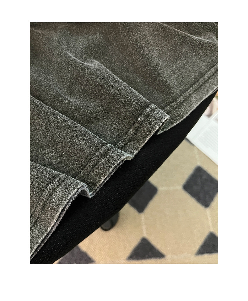 High Street Retro Washed Worn Printed Short Sleeved T shirt Hip Hop Casual Mid Length Coat Trendy