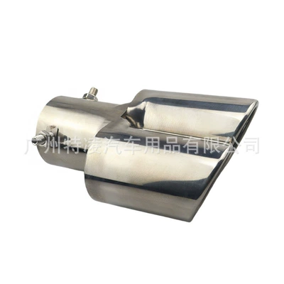 63mm Universal Automotive Dual Outlet Angled Exhaust Pipe Stainless Steel Exhaust Pipe Car Exterior Dual Outlet Decorative Exhaust Pipe (Exhaust pipe) - double-oblique-mouth-straight-silver