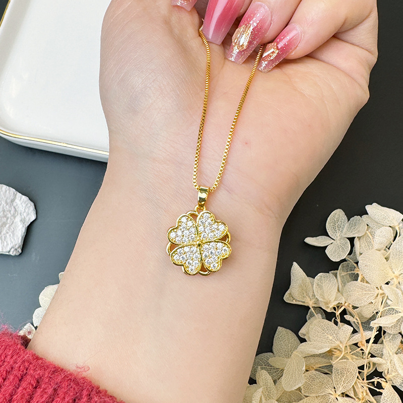 Nuevos productos ins tetrahedra Hao con diamantes populares collares anillo conjunto pendientes de oro vietnamita aleación de cobre preservación de color