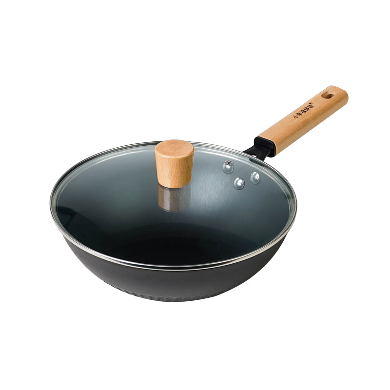 Pequeña felicidad 24cm Mini pequeño wok hogar no recubierto plana antiadherente pan Cocina de Inducción Universal