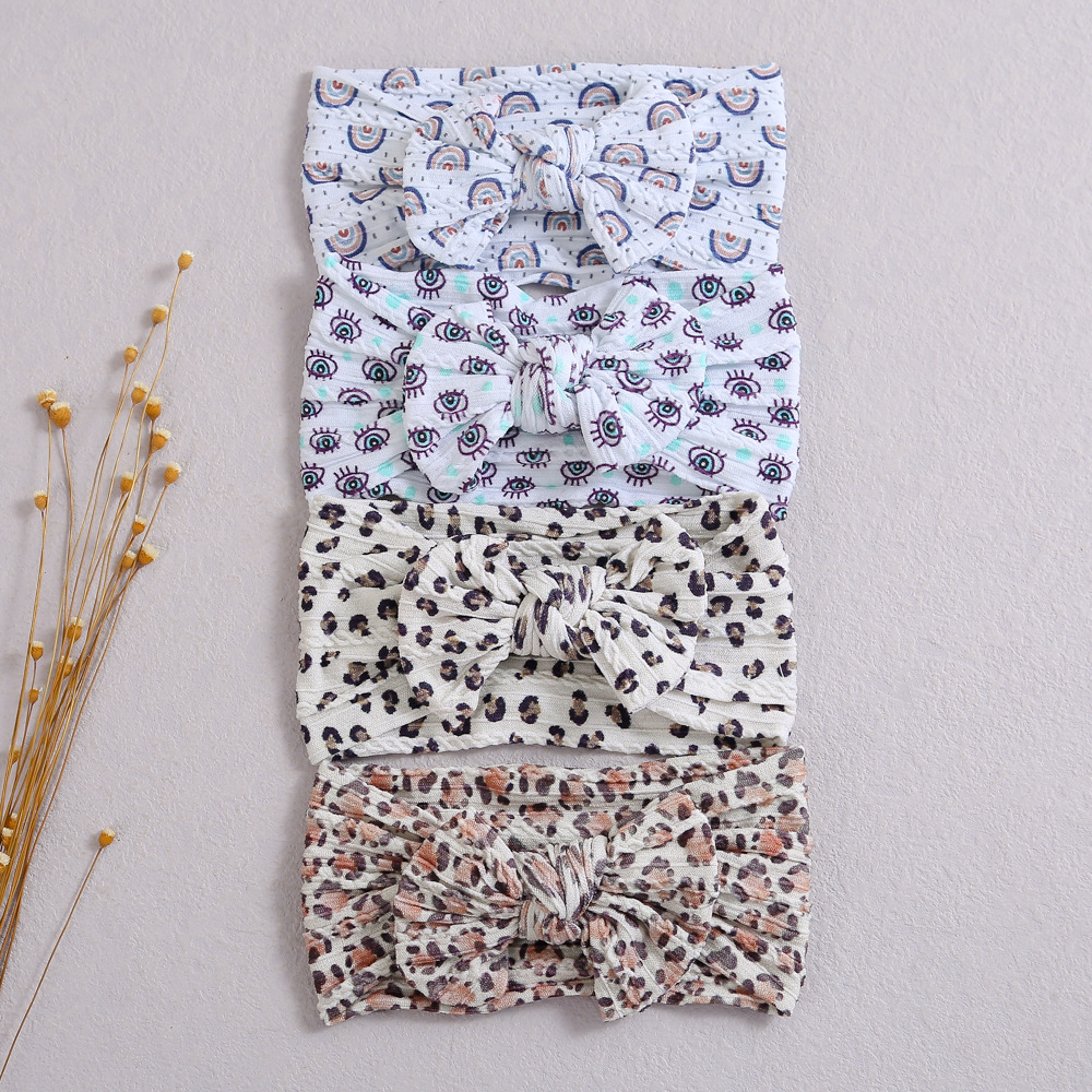 Europa und die Vereinigten Staaten grenzüberschreitende Kinder Haarband Baby Jacquard gedruckt Bogen Prinzessin Haarschmuck Baby Fontanelle Stirnband Großhandel_voghion.com