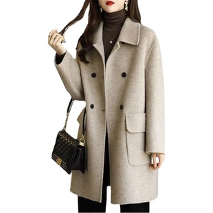Women's Woolen Coat 2022 Autumn and Winter New Thickened Korean Slim-fit Slimming Mid-length Woolen Coat Foreign Trade Women's Clothing