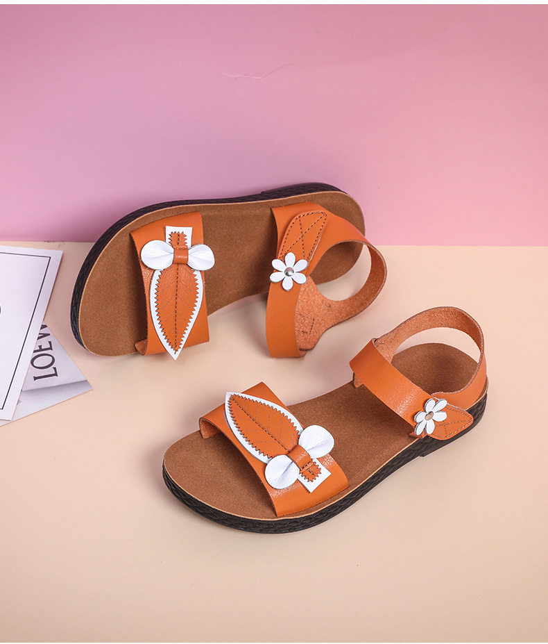 Dép sandal trẻ em đế mềm chống trơn trượt, quai ngang khóa cài, họa tiết hoa nhí — Màu tím, Xanh nhạt, màu vàng kim chi tiết 13