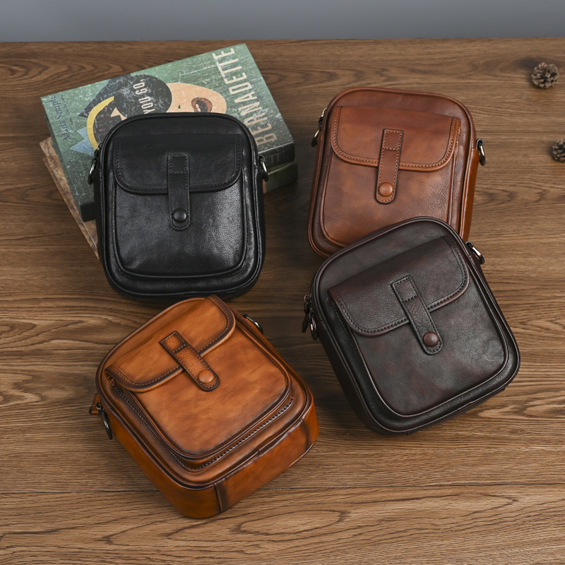 New Genuine Leather Men's Bag, Casual and Versatile Shoulder Bag, Men's Trendy Personalized Crossbody Bag, Vertical Cowhide Small Backpack for Women New Genuine Leather Men's Bag, Casual and Versatile Shoulder Bag, Men's Trendy Personalized Crossbody Bag, Vertical Cowhide Small Backpack for Women