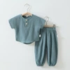 Dark green (gauze short sleeves + closet pants) is recommended to take a small size