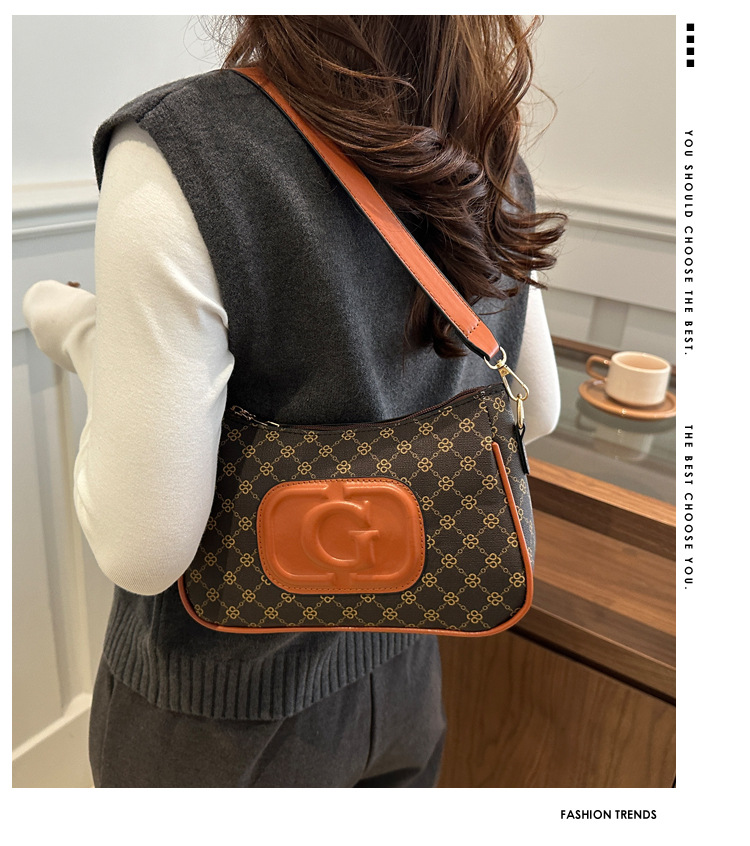 Cross-border retro trend small square bag for women, new fashionable printed French small square bag, niche and stylish single-shoulder crossbody bag full figure