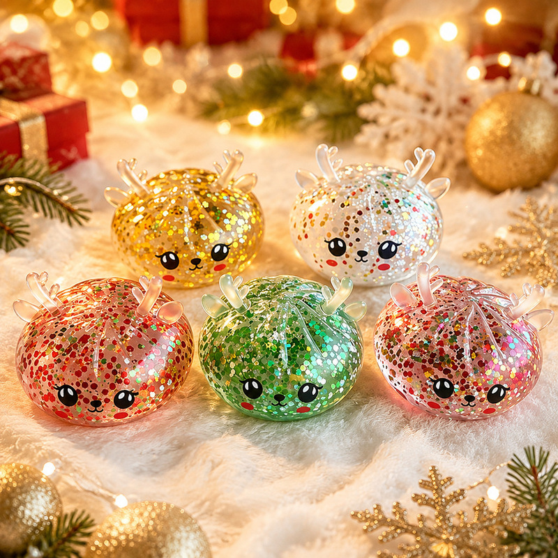 New cross-border Christmas antler squeeze toy, Christmas gift, bun-shaped quick-rebound stress-relief toy