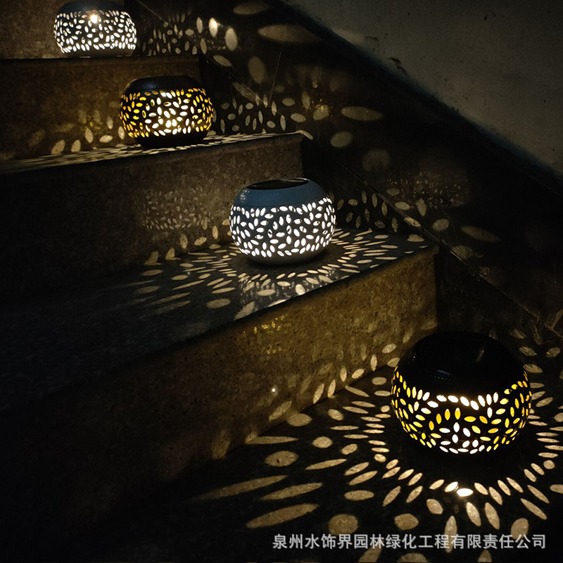 Solar iron lamp buried lamp lawn landscape lamp outdoor waterproof courtyard garden steps small light atmosphere lamp