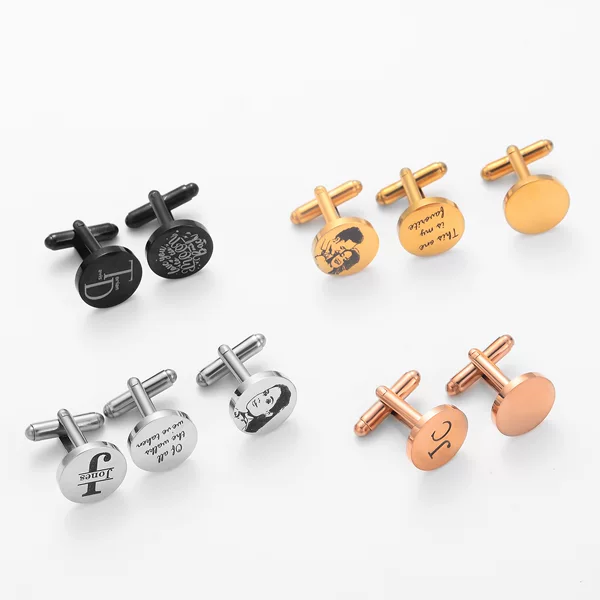 Hot Selling Stainless Steel Polished Round Metal Cufflinks Fashionable French Men's Shirt Cufflinks Custom Logo