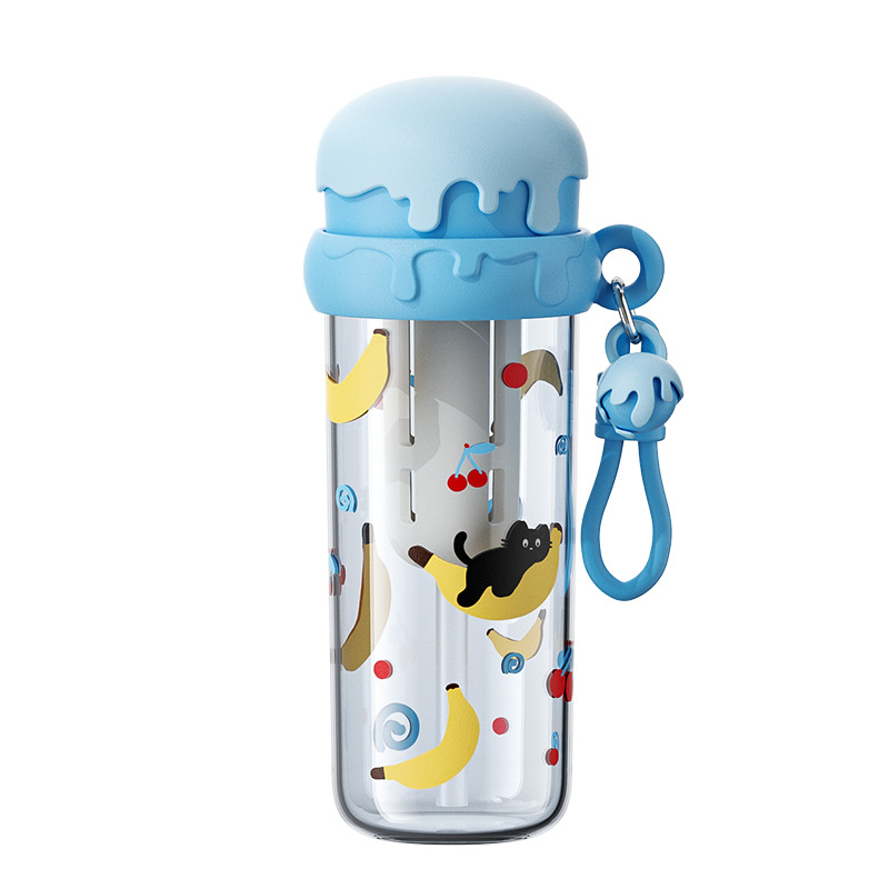 휴대용 PC 빨대 물병 500ml 800ml 누수 방지 차망 물컵