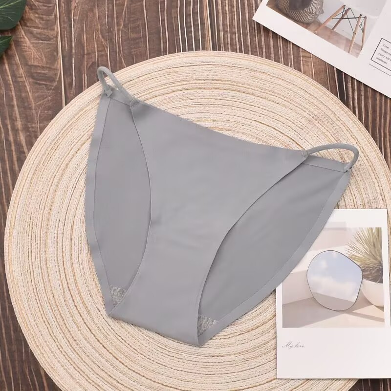Pantalones íntimas de seda de hielo sin marcas, cintura baja, pantalones de una sola pieza, bikini, thongs.