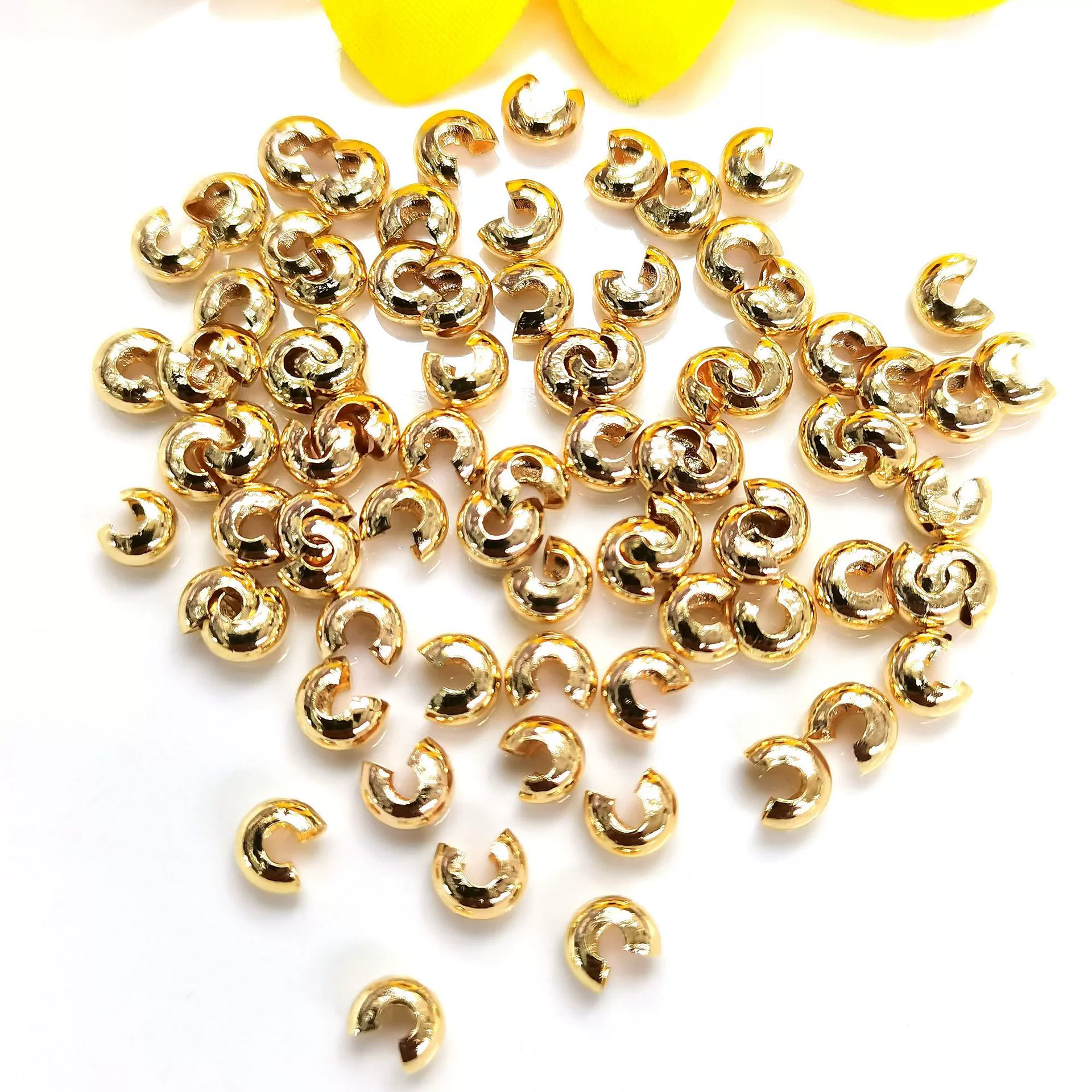 14K пакет Золотой полумесяц Пряжка DIY обертывание бисера отделка Пряжка позиционирование бисера полумесяц клип шарик обернуть пряжку ювелирные аксессуары