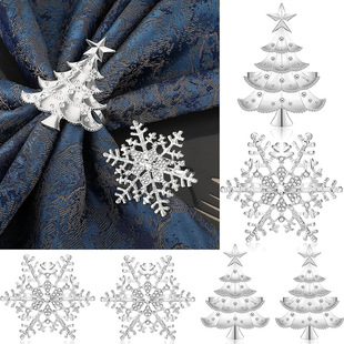 Amazon new Christmas snowflake napkin ring creative diamond napkin buckle hotel metal napkin ring manufacturers wholesale