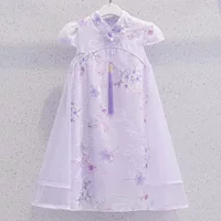 Новое платье Cheongsam в китайском стиле для девочек, детское летнее модное модное китайское платье принцессы Hanfu