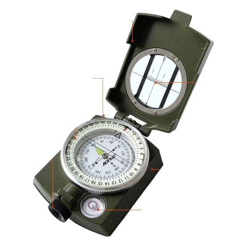AOFAR AF-4580 наружный компас из цинкового сплава, наружная металлическая многофункциональная флуоресцентная указка