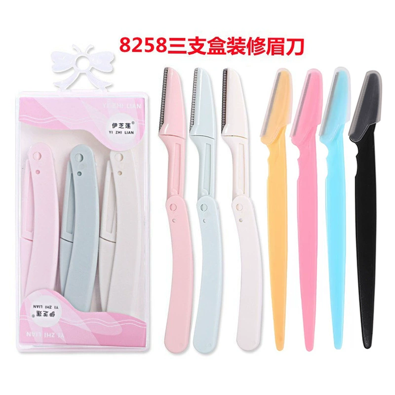 Foldable Eyebrow Razor, 3-Piece Compact Set or Bulk, Protective Net Option, lightweight