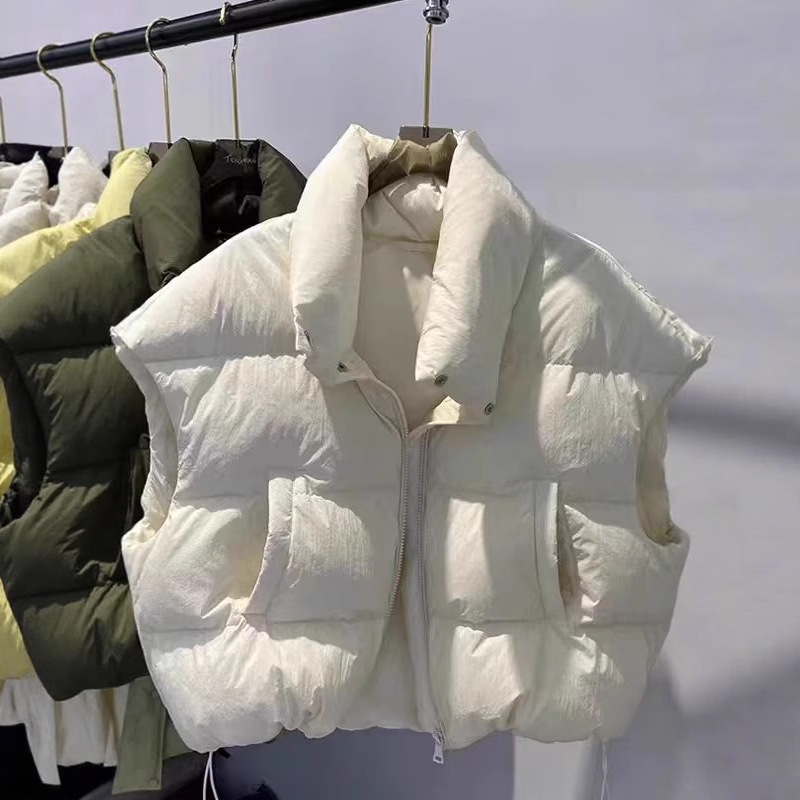 2025 Women's down Cotton Vest Stand Collar Full Zipper Sleeveless Bubble Puffer Back Seam Thickened Warm Jacket Vest