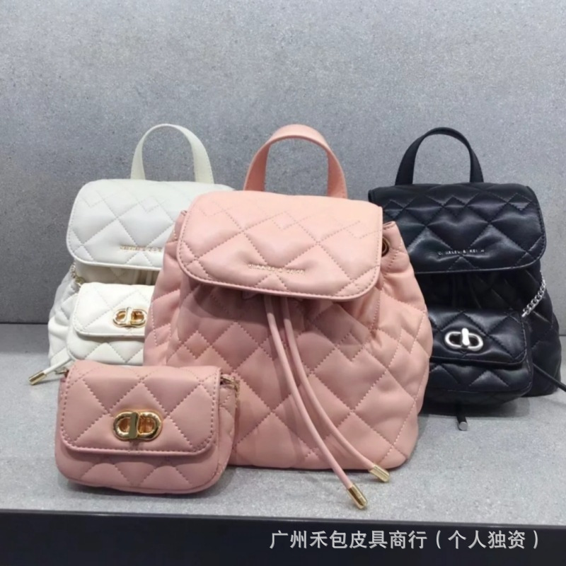 Spring and Summer New Solid Color Diamond-Patterned Handbag Set Ck-6015 Large Capacity Soft Multi-Purpose Backpack Women's Bag