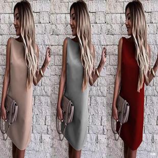 2023 European and American Summer Women's Clothing Wish Amazon Ebay Popular Pure Color Fashion Backless Short Skirt Dress for Women