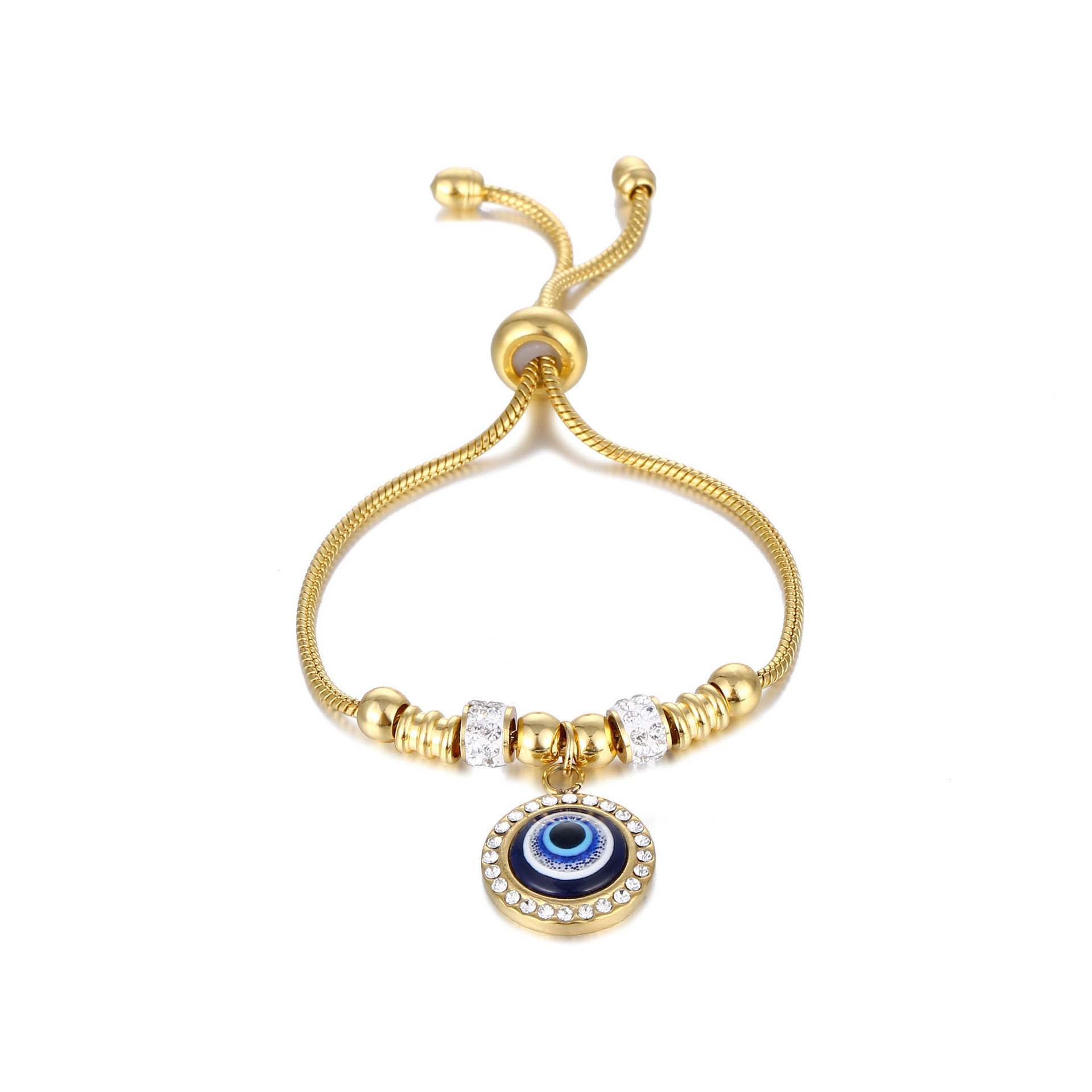 Fashion Devilu0027S Eye Titanium Steel Inlay Artificial Diamond Bracelets 1 Piece