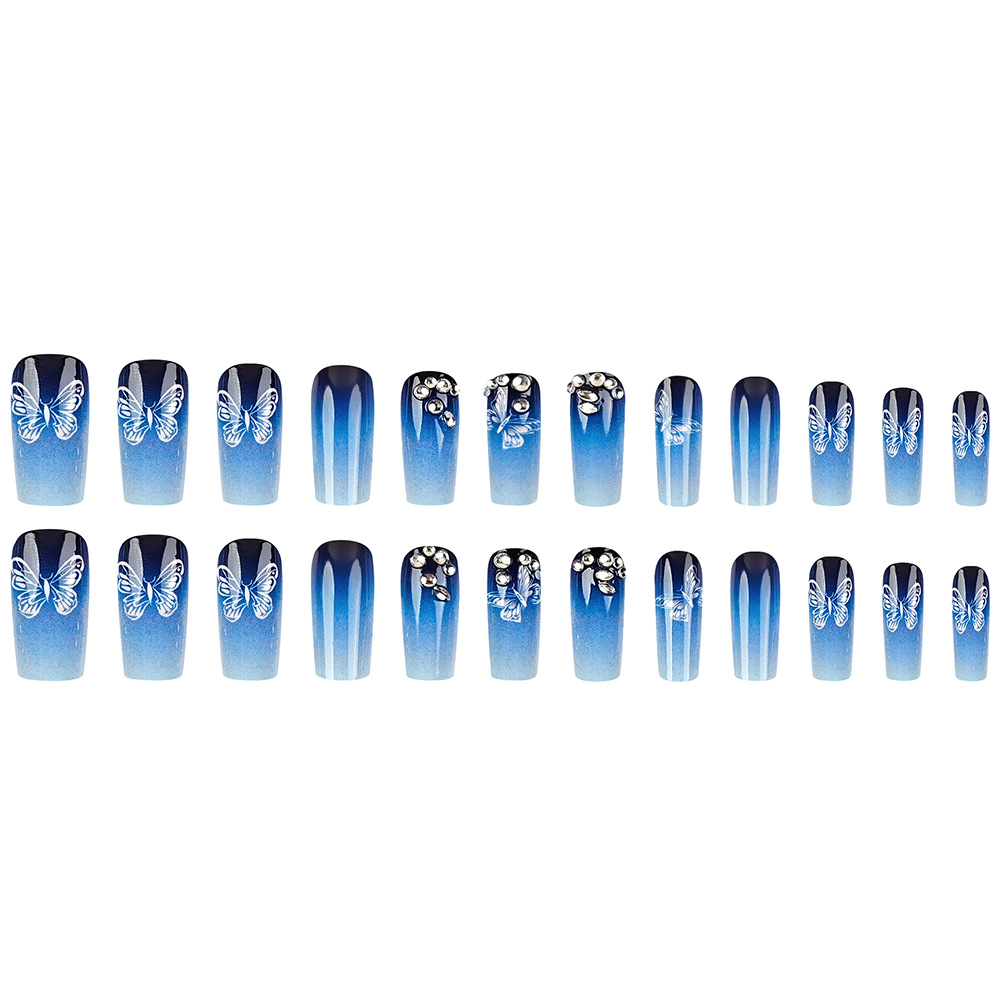 Starlight Gradient Manicure Simple Diamante False Uña Parches Premium Butterfly Hot Sale Uña