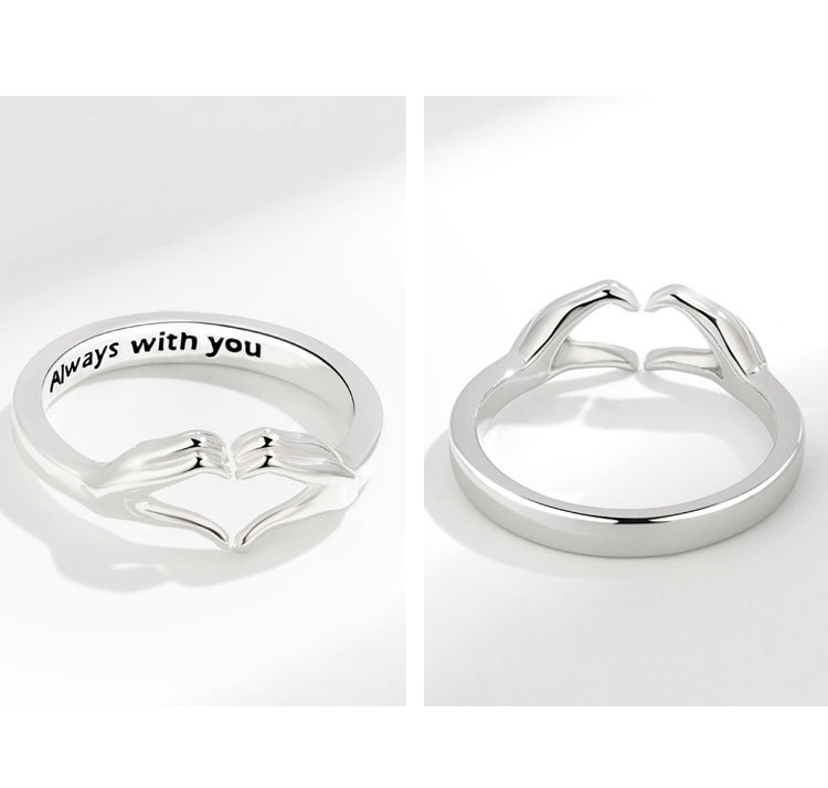 Holiday, Daily Occasion Wholesale Simple Style Letter Gesture Heart Shape Copper Plating Open Rings