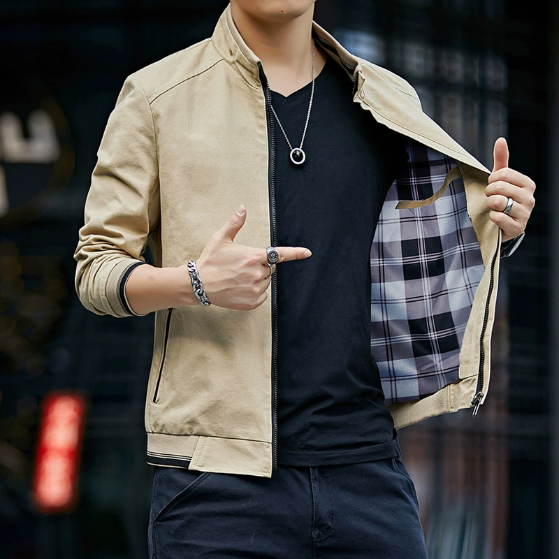 Внешняя торговля 2021 Мужская Весна и осень новая модная мужская куртка Молодежная простая выстиранная ветровка куртка с воротником-стойкой мужская одежда