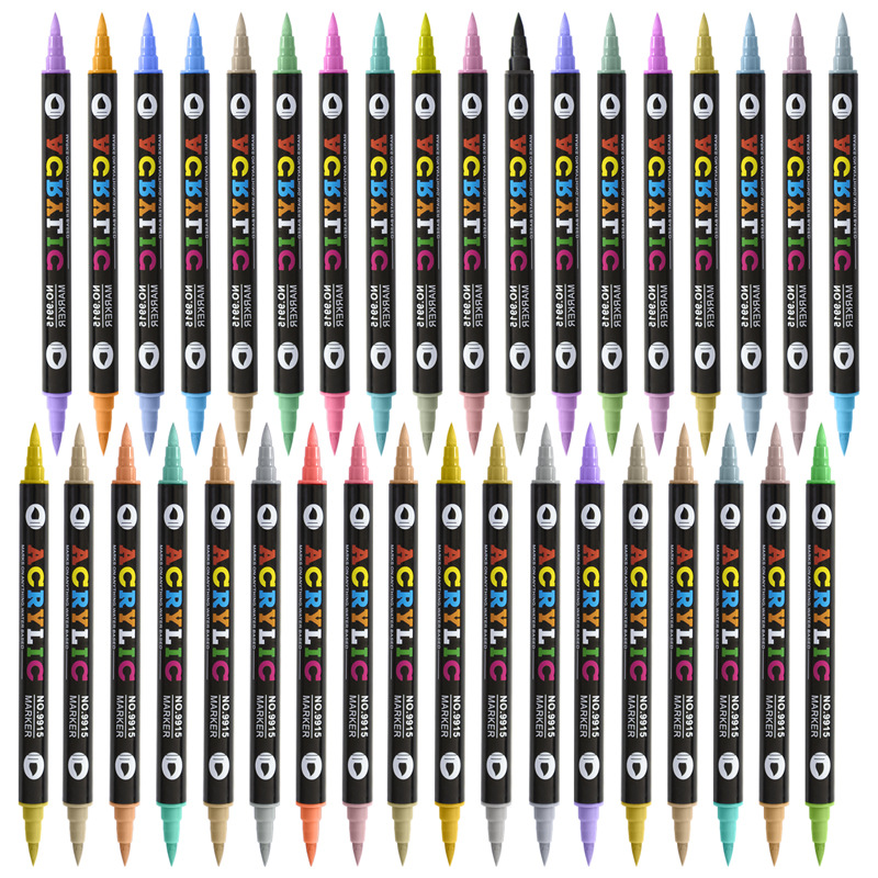 Doble cabeza de dos colores rotulador de acrílico lápiz de secado rápido impermeable opaco acuarela pluma pintada a mano a base de agua Pluma suave-headed Art traje