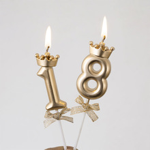 香槟金银色蝴蝶结数字蜡烛蛋糕用蜡烛18岁30岁女神生日派对装饰