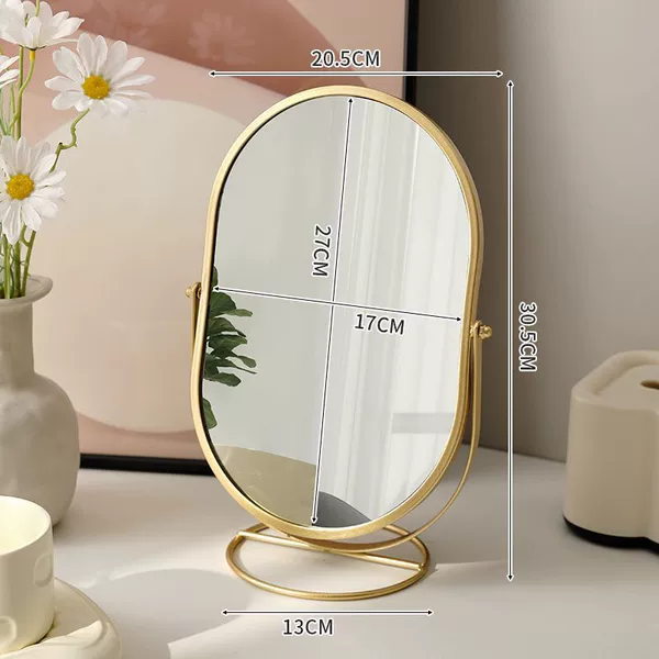 Golden oval cosmetic mirror--Delai