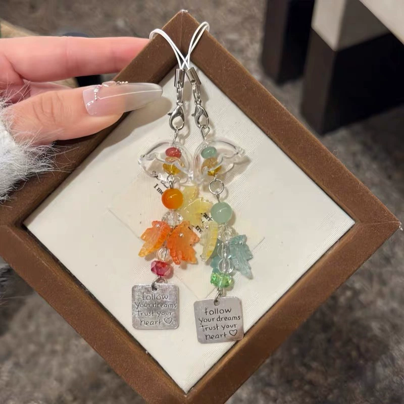Autumn maple leaf, mobile phone, pendant, backpack, cute keychain, high quality decorations