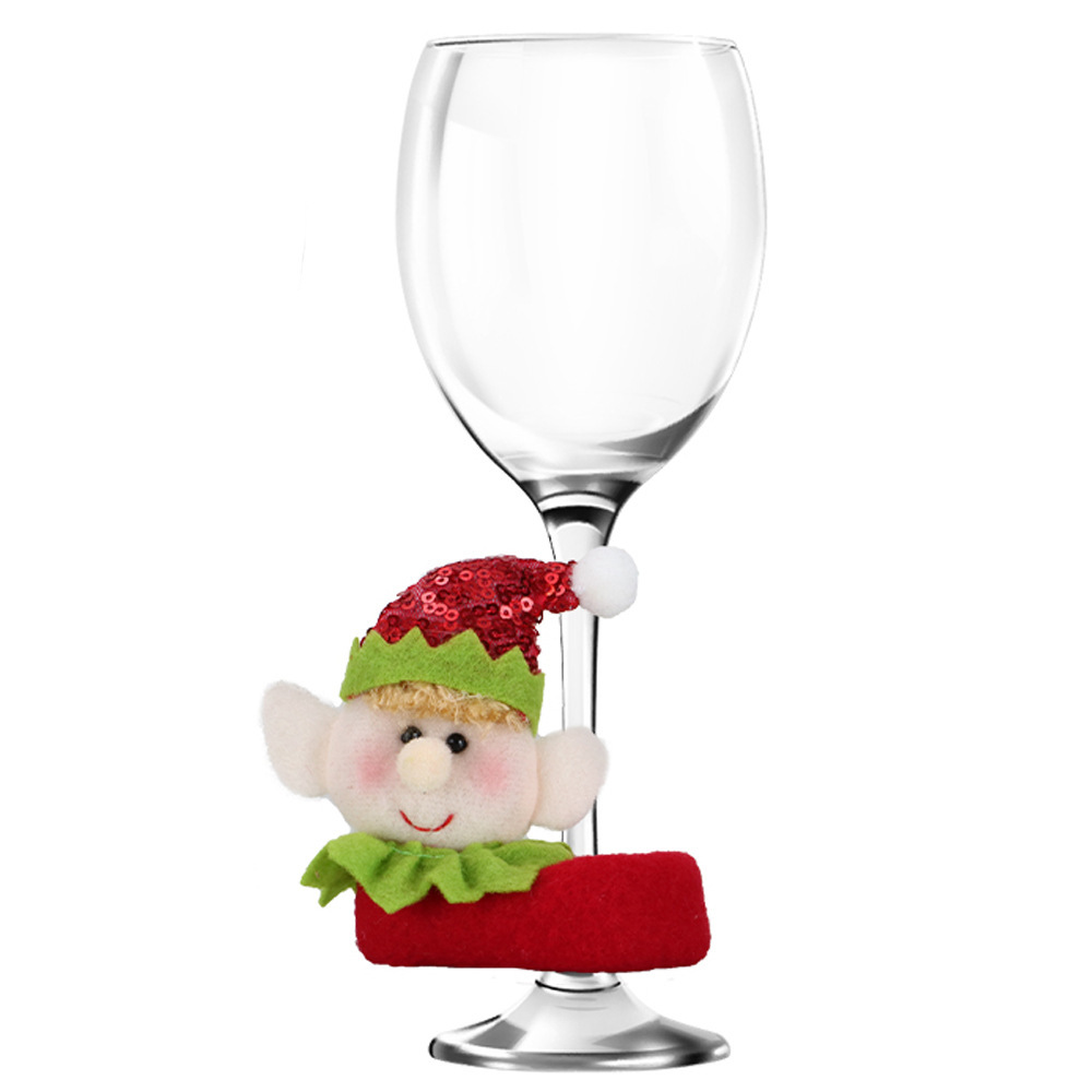 Navidad genio sequilla cubierta de tazas de vinos decoración de mesa de Navidad genio pareja cubierta de vinos cubierta de vinos