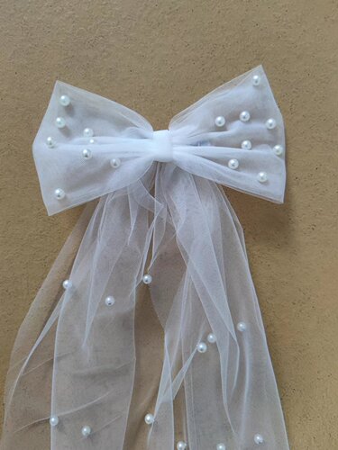 New foreign trade super fairy pearl bow small veil wedding certificate wedding dress temperament girl top clip hairpin hair accessories