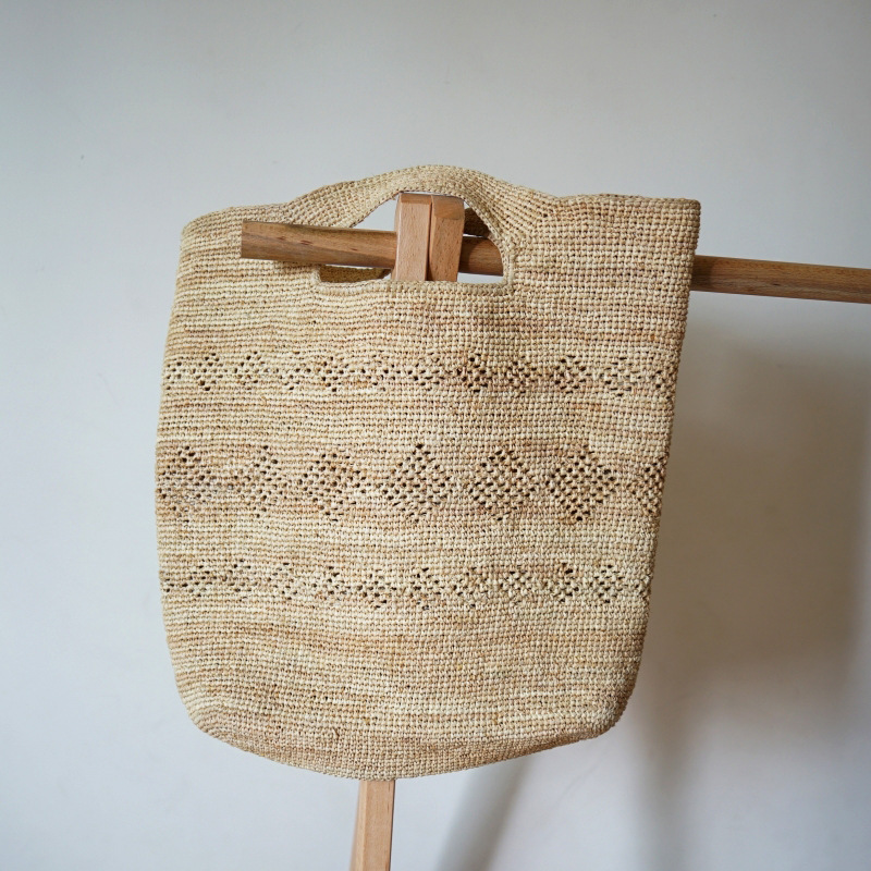 Storage Basket Bag, Rattan Handbag, Woven Shoulder Bag, Handmade Natural Rattan & Seagrass, Leather Trim, Eco-Friendly, Lightweight, Durable For Daily_voghion.com