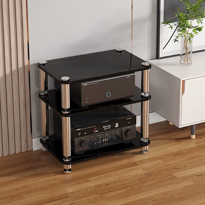 Shock-Absorbing Cabinet, Foot Nail Stand, Electric car big tripod - three-tiered-black-lauren-gold