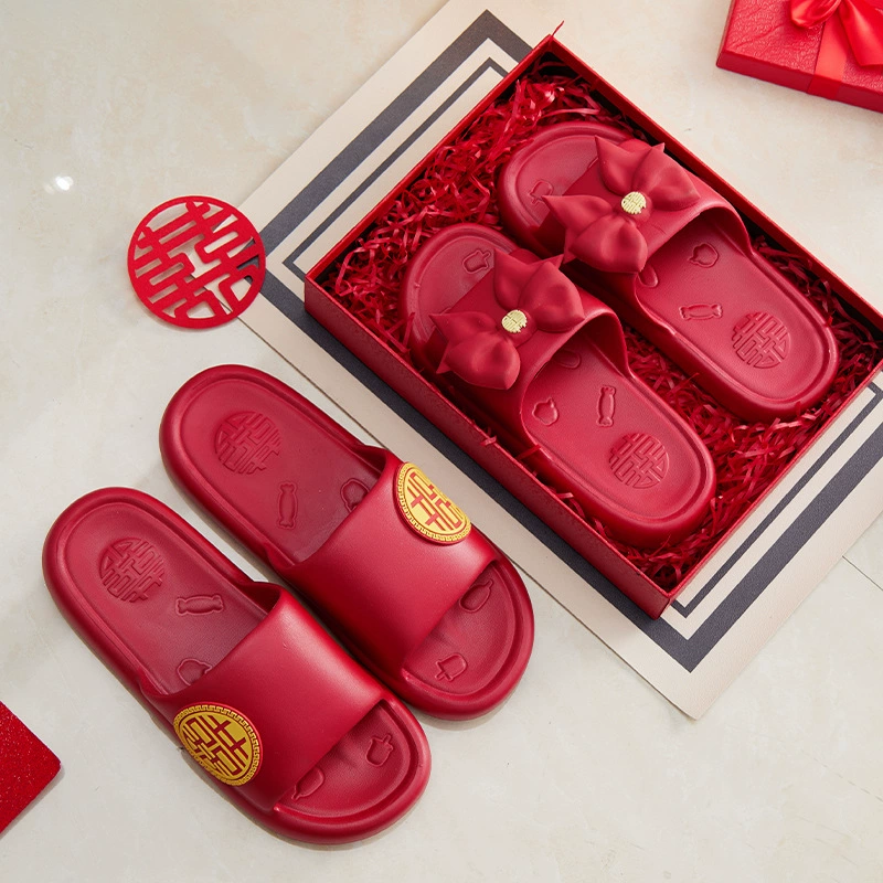 Летние свадебные тапочки Праздничные высококачественные легкие роскошные свадебные тапочки на день рождения Красной пары с ощущением опускания