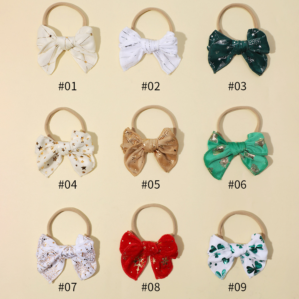 Cross-border New Foreign Trade Children's Hair Accessories Baby Bow Digital Printed Hair Band Christmas Holiday Baby Headband_voghion.com