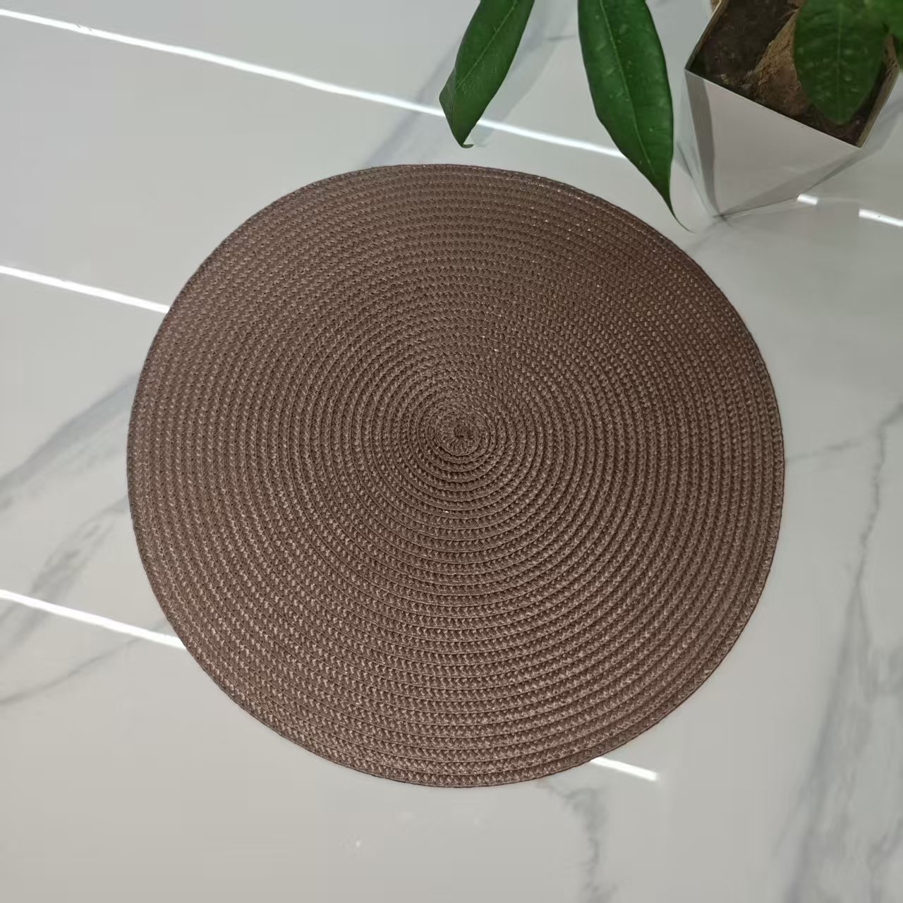 PP almohadilla de comedor tejida a mano ecológica almohadilla de aislamiento térmico europea y americana almohadilla de decoración de color sólido explosión multicolor almohadilla de mesa opcional image 18