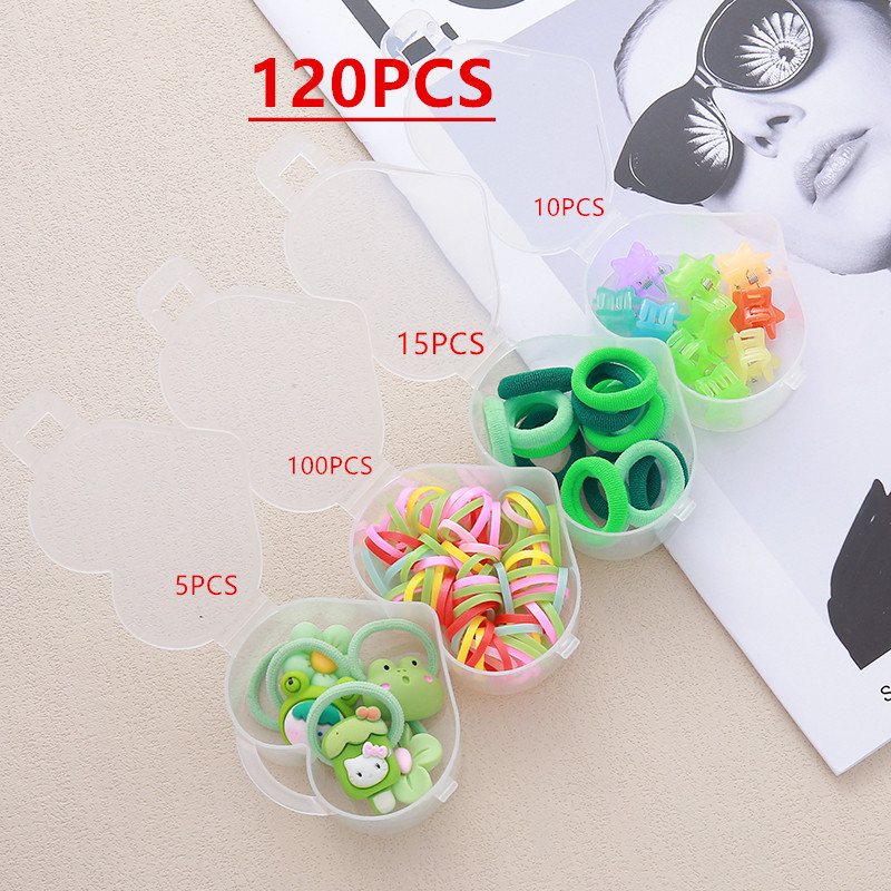 Caja de caricatura para niños anillo de cabello color macarón pequeño clip de agarre de alta elasticidad banda de goma desechable toalla anillo cuerda de cabeza