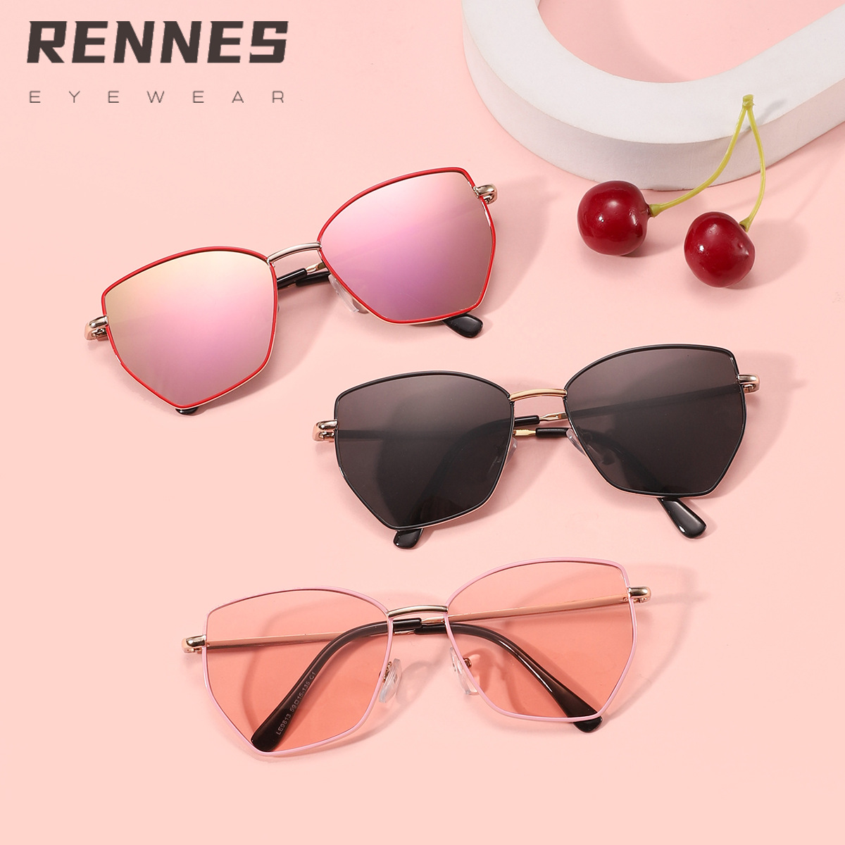 Nuevos poligonales metálicos transfronterizos para niños Gafas de sol para niños y niñas Moda callejera Gafas de sol Sunglasses