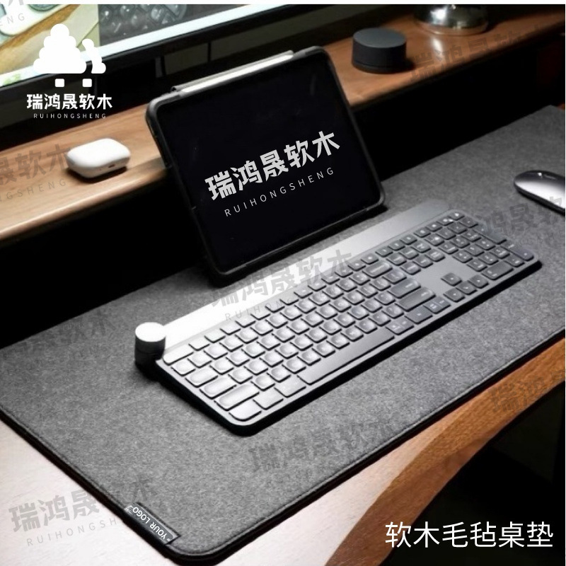 Extra-Large Felt Cork Desk Mat, Keyboard Pad, Double-Sided Gaming Anti-Slip Wool Computer Mouse Pad, Desk Wrist Rest Pad