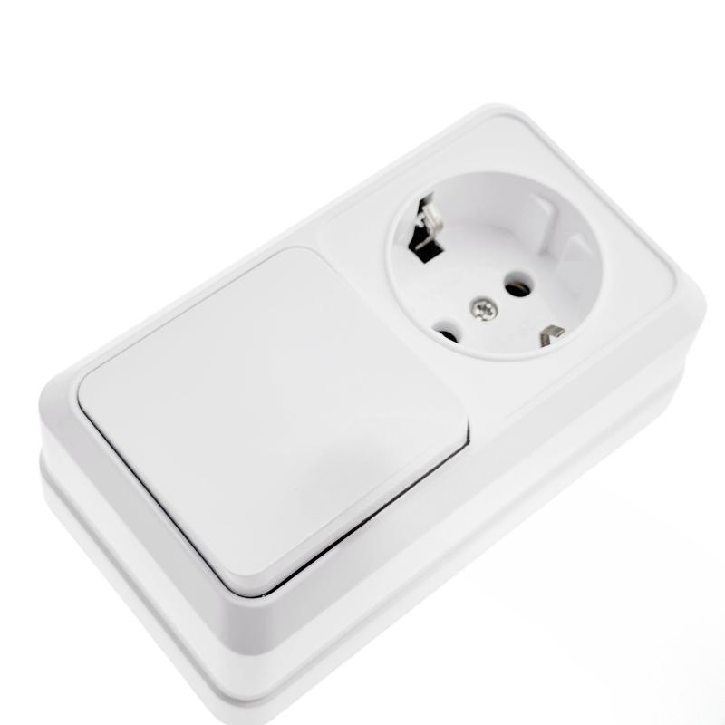 Open-mounted wall switch double-joint European-style European-standard wall socket Russian switch with indicator light ground plug with waterproof cover