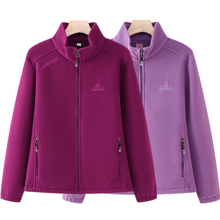 Middle-aged and elderly women's autumn and winter clothing plus velvet coat mother sports sweater half-high collar zipper velvet cardigan thickened warm