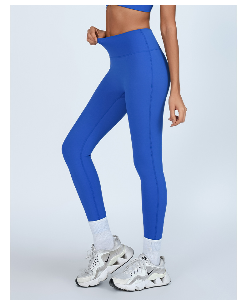 Pantalones básicos desnudos de yoga sin líneas avergonzadas, pantalones de gimnasio de cadera para correr, pantalones deportivos de secado rápido para mujeres