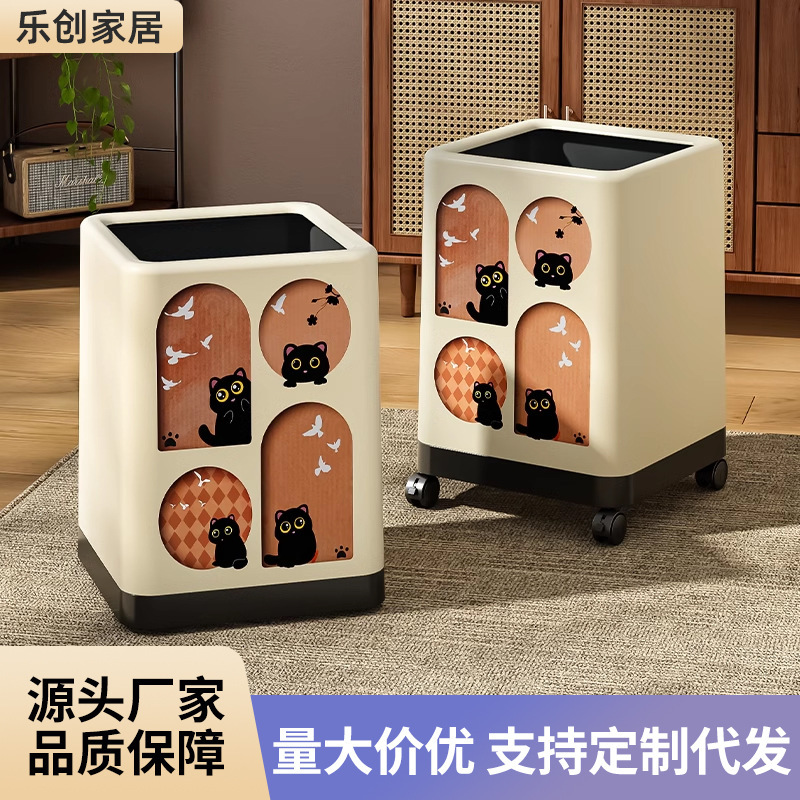 Trash bin Creative Personalized Style Trash Bin Large Open Bedroom Living Room Trash Bin with Wheels Convenient Large Trash Bin