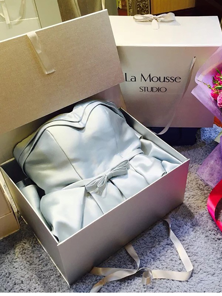 Qixi hecho a medida caja de boda flor princesa vestido de regalo de cumpleaños vestido de boda vestido de noche traje de regalo