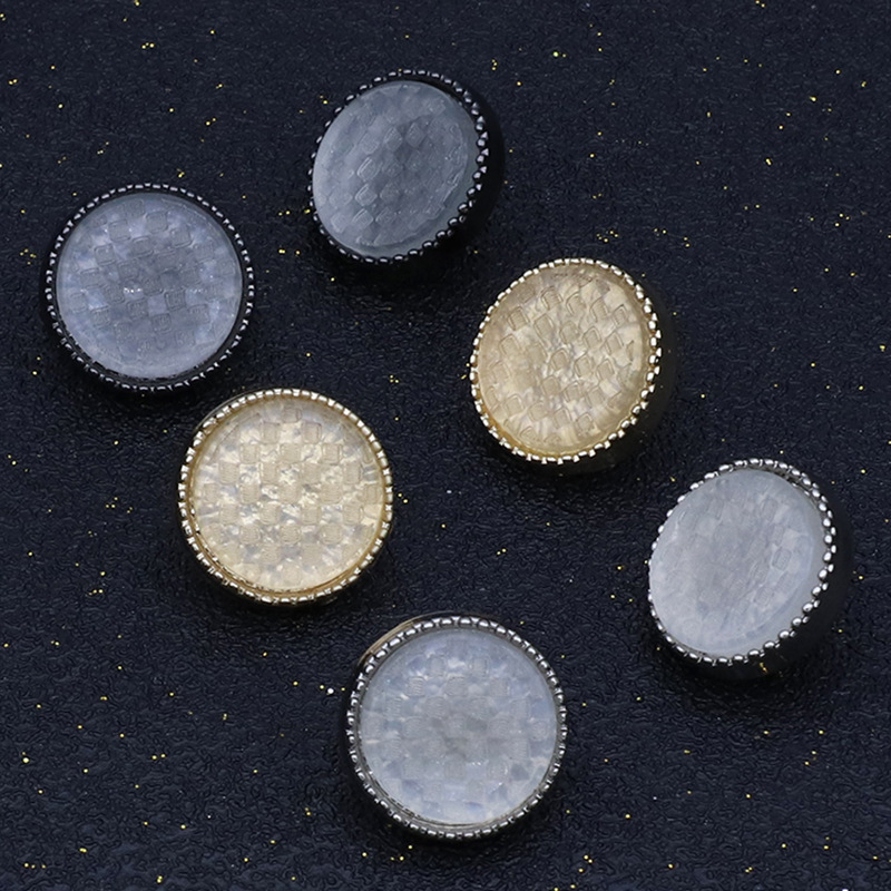 Transparent Mesh Concave Corolla Edge Button Shirt Cardigan Top Cuff Button Resin Metal Button Jewelry