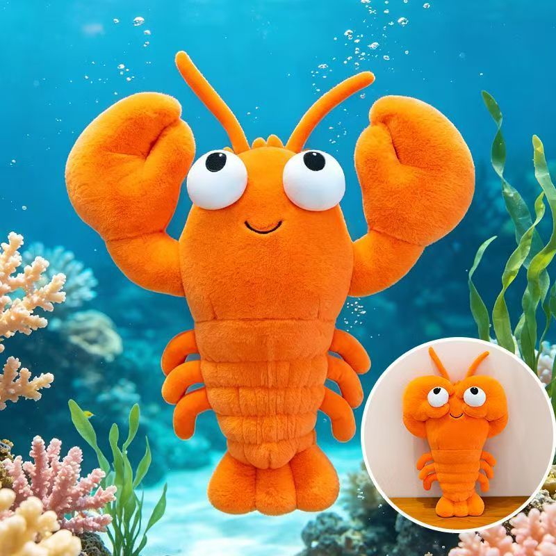 Creative Big-Eyed Crab and Lobster Plush Pillow, Cute Marine Animal Stuffed Toy, Soothing Doll, Customizable with Logo