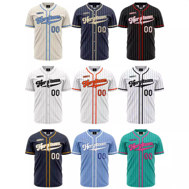 2023 Europe and the United States independent station hot selling creative personality 3D digital printing short sleeve baseball cardigan men's baseball uniform